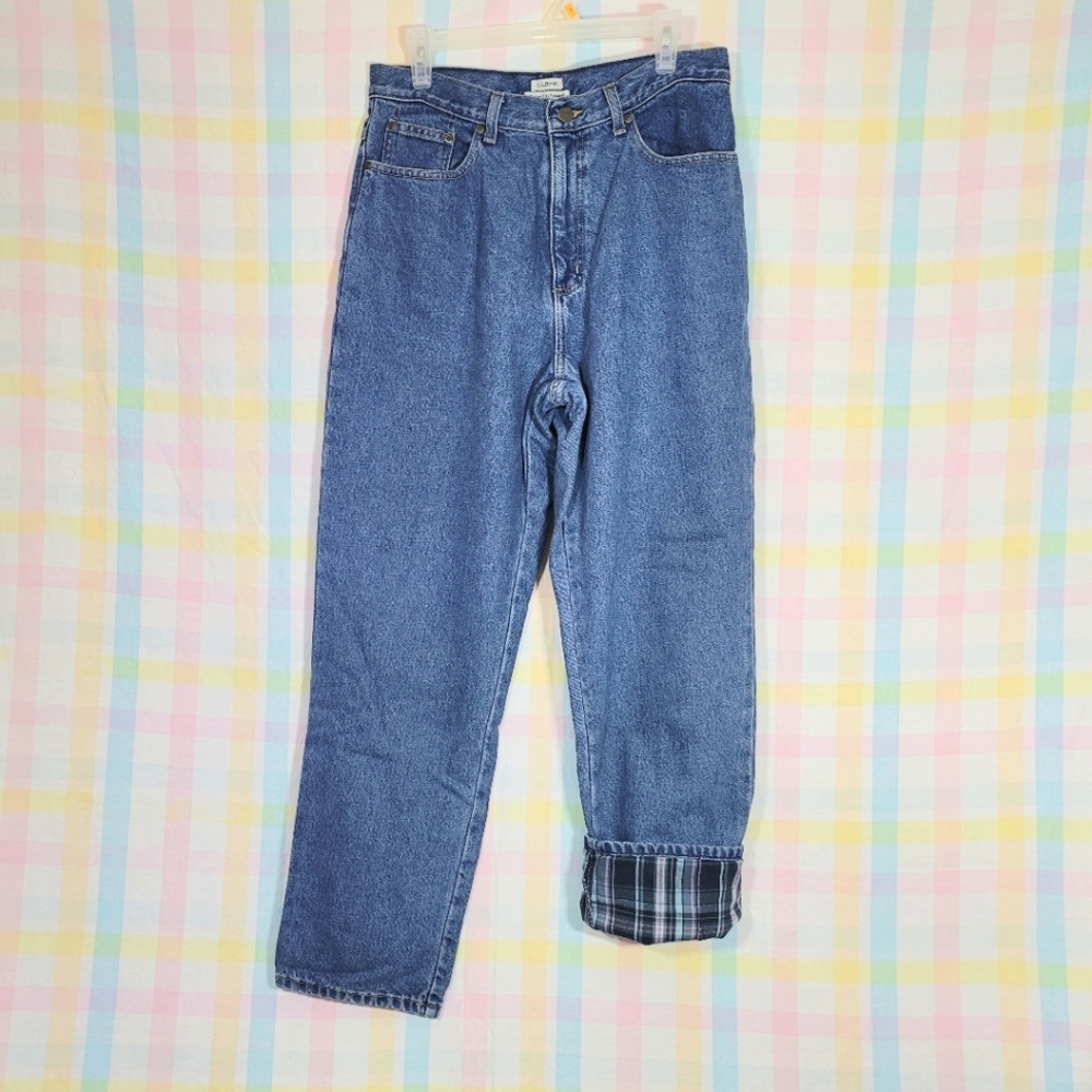 Vintage L.L. Bean lined jeans bootcut high waisted denim workwear